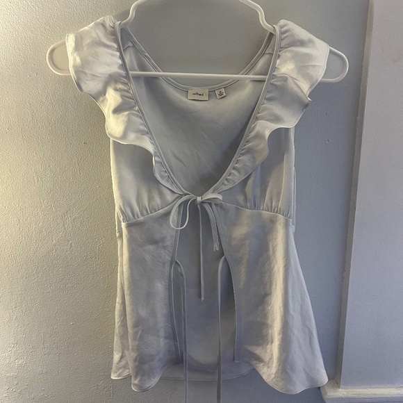 Wilfred Aritzia Ruffle Trim Tie-Front Sleeveless Top Light Blue Size M - Picture 1 of 3